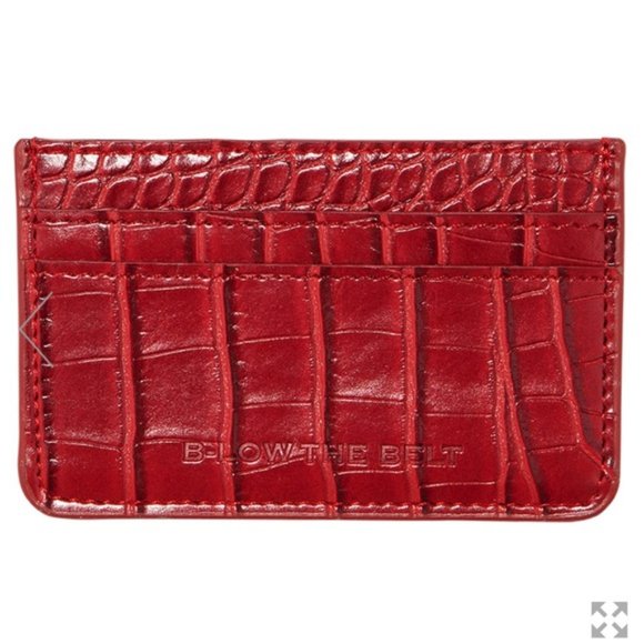 NEW B-Low The Belt Red Crocodile Embossed Vegan Leather Card Case Mini Wallet - Picture 1 of 6